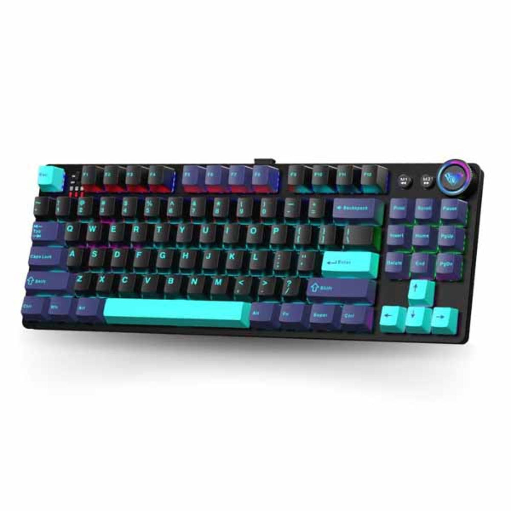 AULA M75 Tri Mode Tenkeyless Mechanical Wireless Bluetooth Gaming Keyboard ( Black/Blue Green ) ( Mechanical Switch )