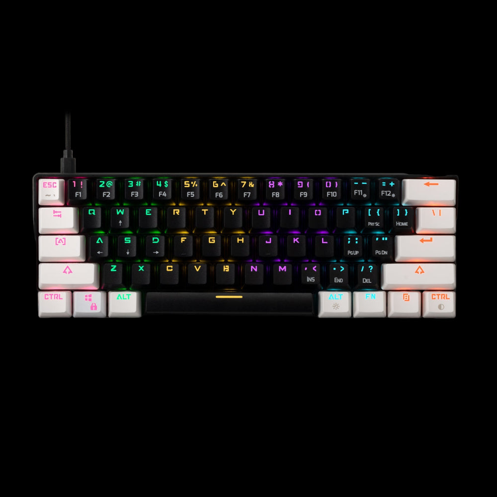 GAMDIAS AURA GK2 60% Mechanical Wired Gaming keyboard ( White / Black ) ( Tactile red Switches )