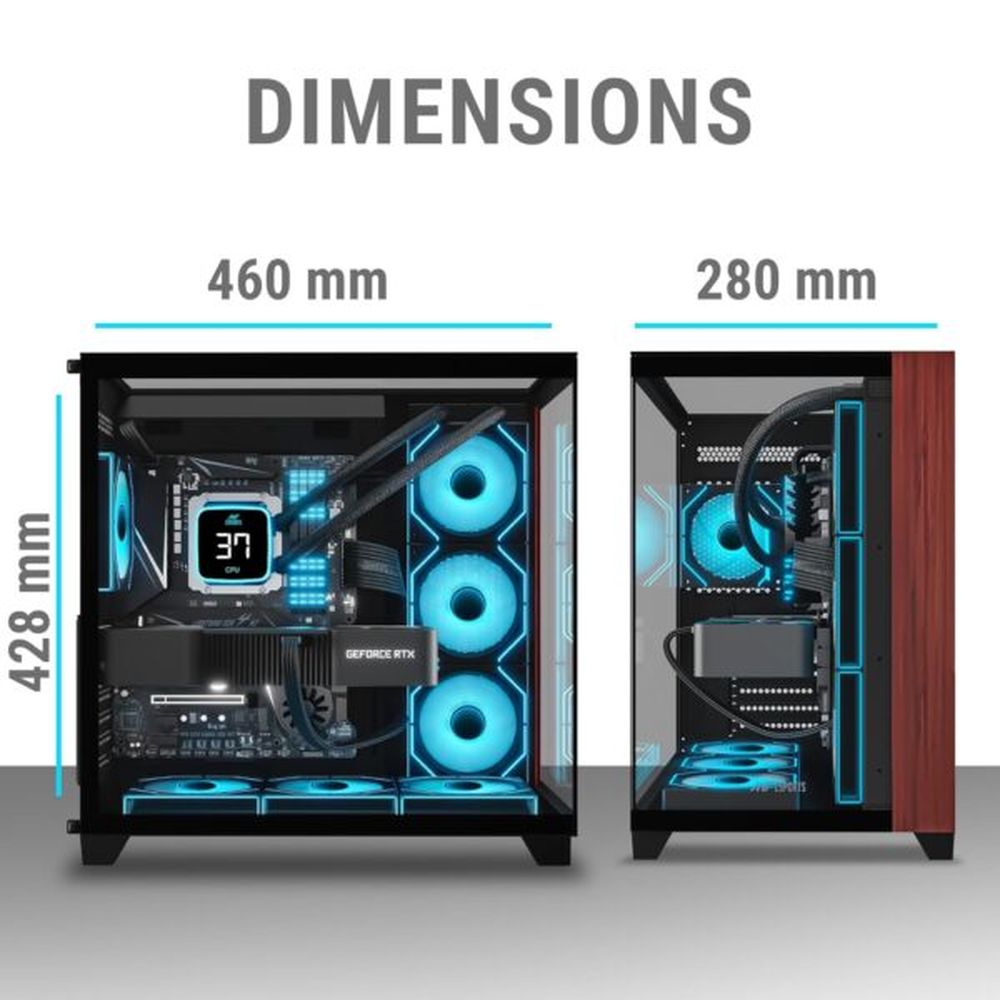 ANT ESPORTS Crystal Wood ATX Mid Tower Cabinet (Black)
