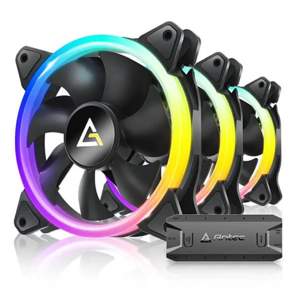 ANTEC Neon 120 ARGB 120mm Cabinet Fan with controller ( Black ) ( Triple Pack )