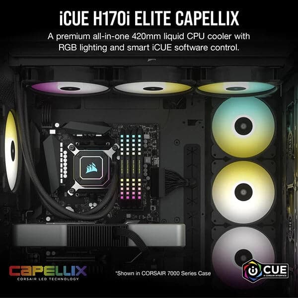 CORSAIR iCUE H170i Elite Capellix 420mm CPU Liquid Cooler (Black)