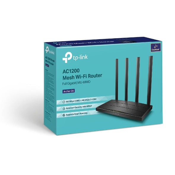 TPLink Archer C6 AC1200 Wireless MU-MIMO Gigabit Router