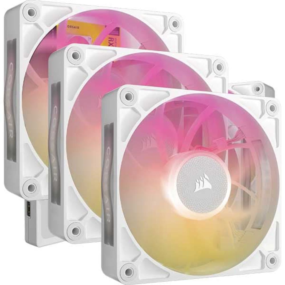 CORSAIR ICUE Link RX120 MAX 120mm RGB PWM Thick Cabinet Fans ( White ) ( Triple Pack )
