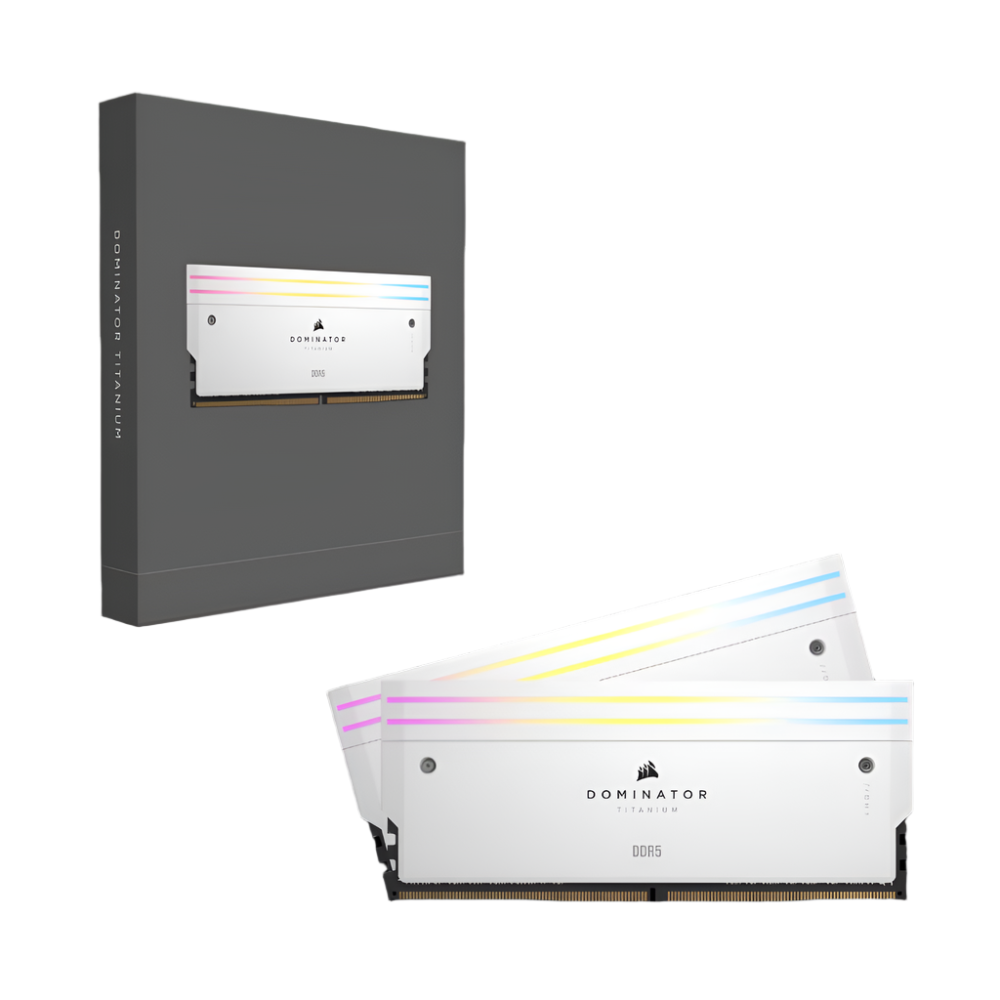 CORSAIR Dominator Titanium RGB 32GB ( 16GB x 2 ) 6000MHz DDR5 RAM ( White ) ( CL30 )