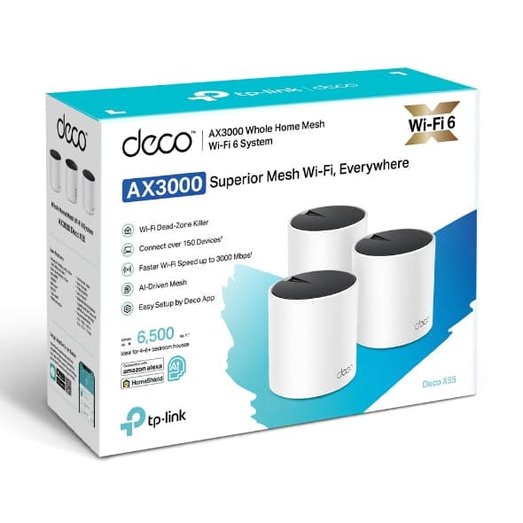 Deco X55 AX3000 (3-Pack) Whole Home Mesh WiFi 6 System