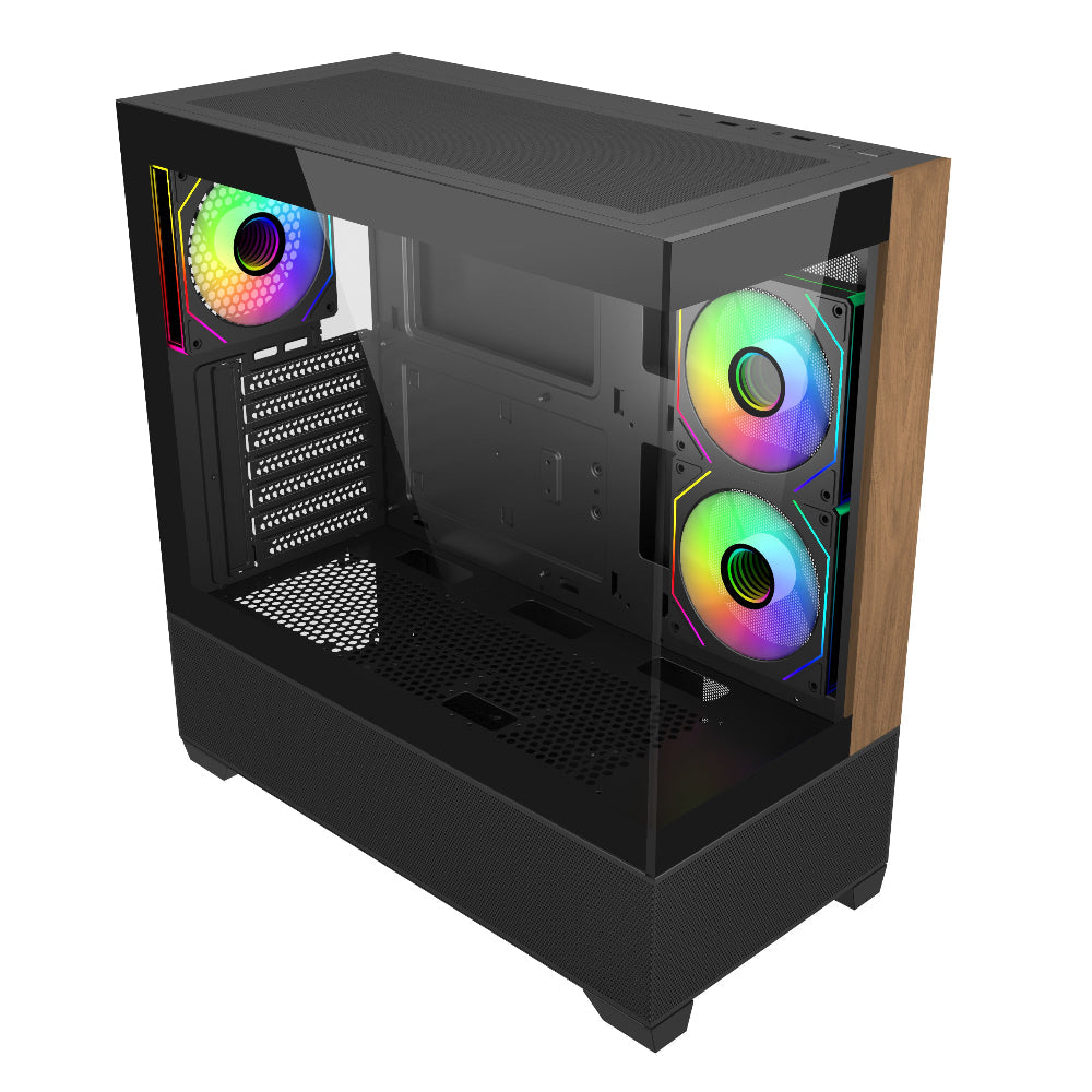 COOLER MASTER Elite 690 Wood ARGB ATX Mid Tower Cabinet ( Black )