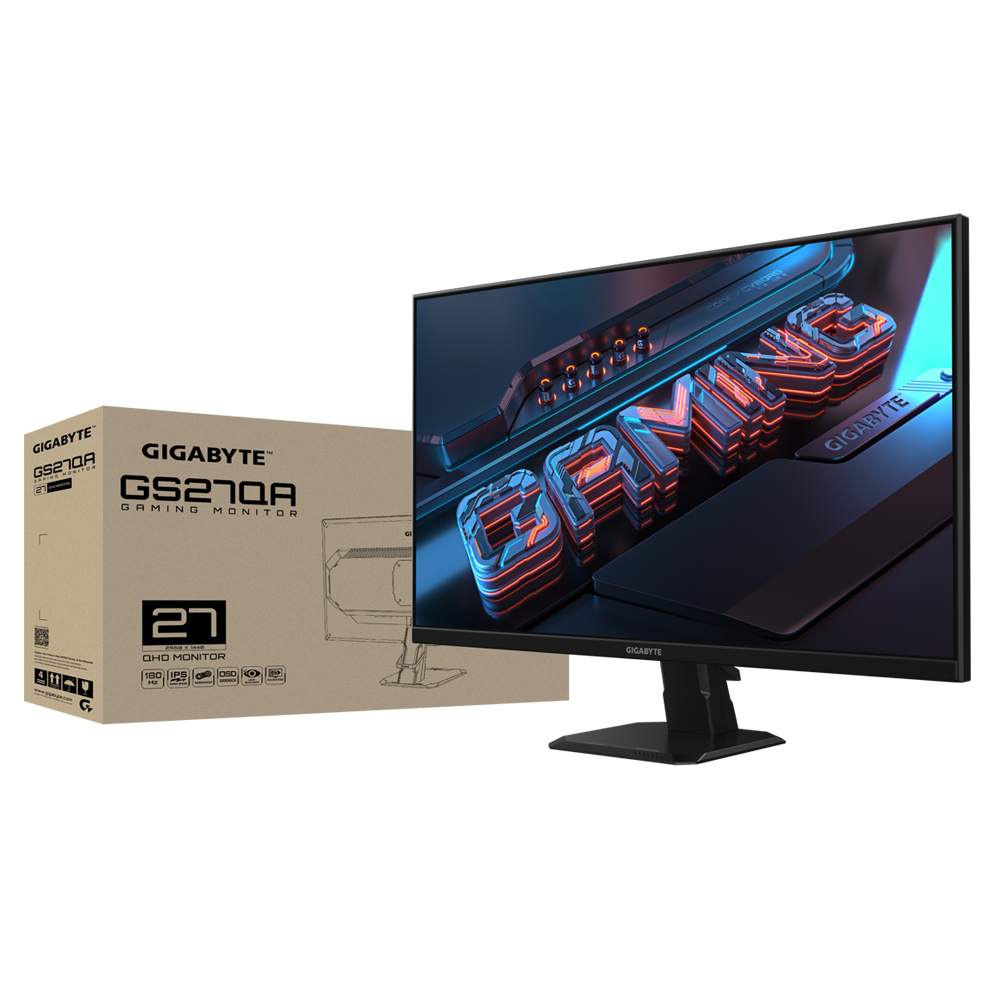 GIGABYTE GS27QA 27 Inch 2K QHD 180Hz IPS Panel 100%SRGB 1MS Adaptive Sync Gaming Monitor