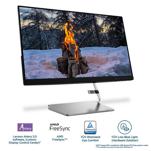 Lenovo Q24i-20 23.8 Inch FHD 75Hz IPS Panel 99%SRGB AMD Freesync Monitor