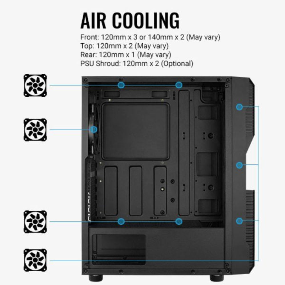 AEROCOOL Menace Saturn RGB ATX Mid Tower Cabinet (Black)