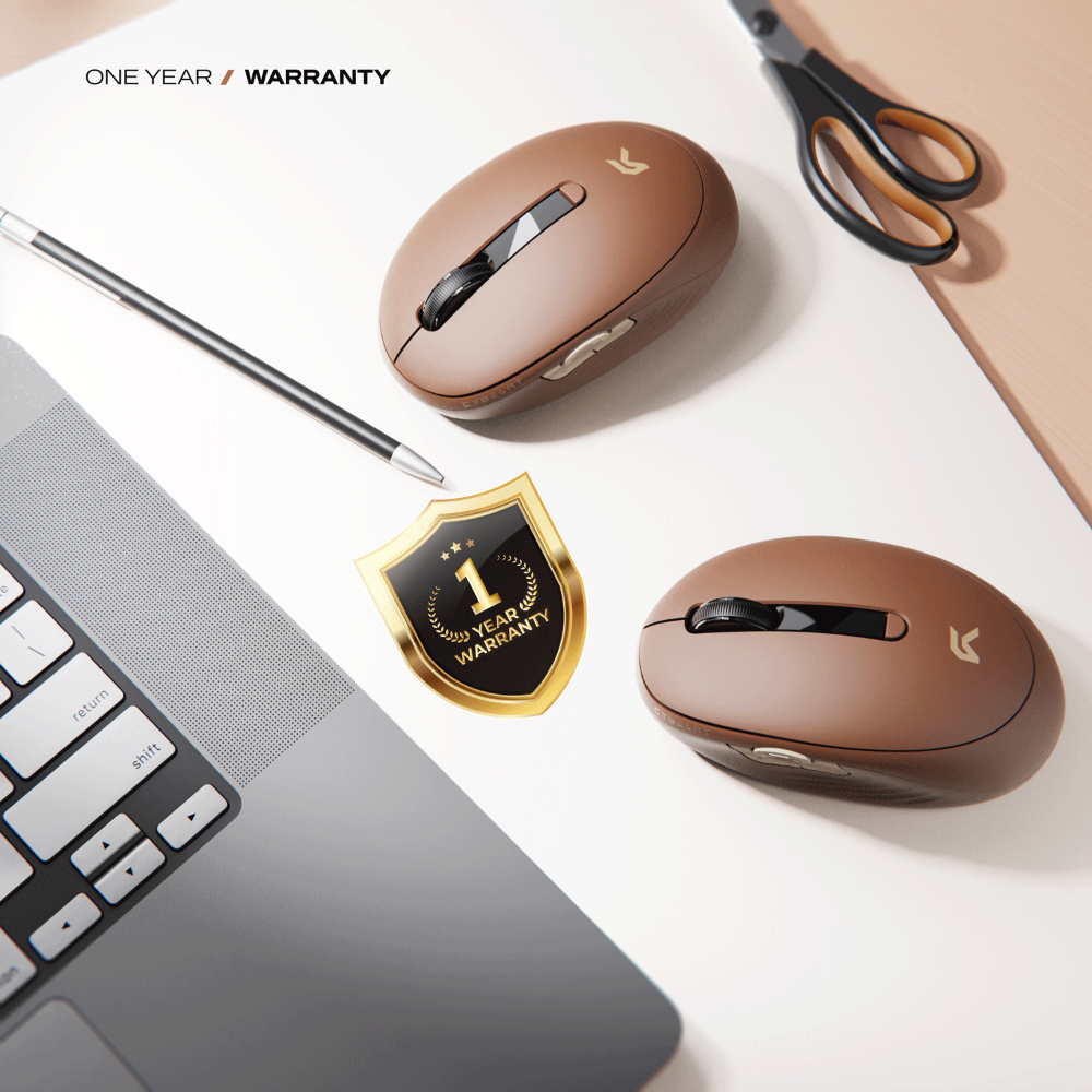 CYBEART Pocket Wireless Ergonomic productivity Mouse ( Mocha ) ( 2400DPI / 7 Macro Buttons )