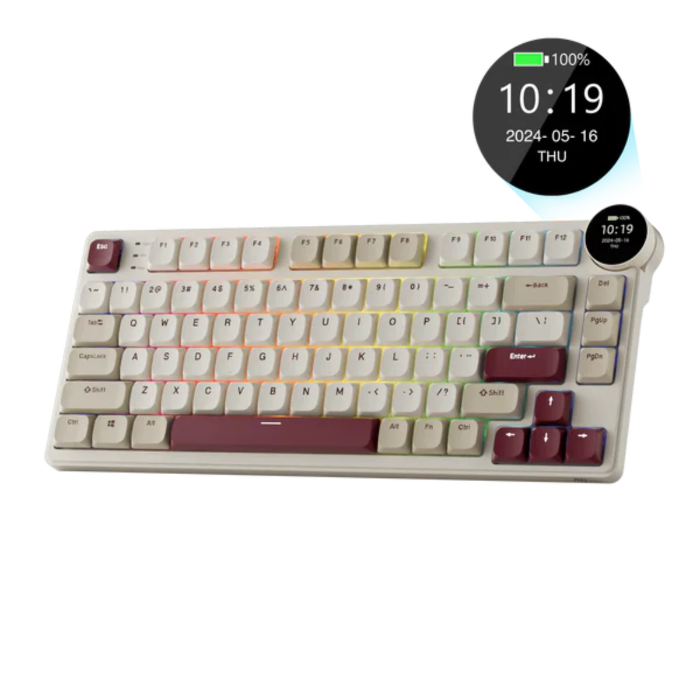 ROYAL KLUDGE RK N80 75% RGB Mechanical Wireless Gaming Keyboard ( Rosy Clouds ) ( RK Low Profile Red )