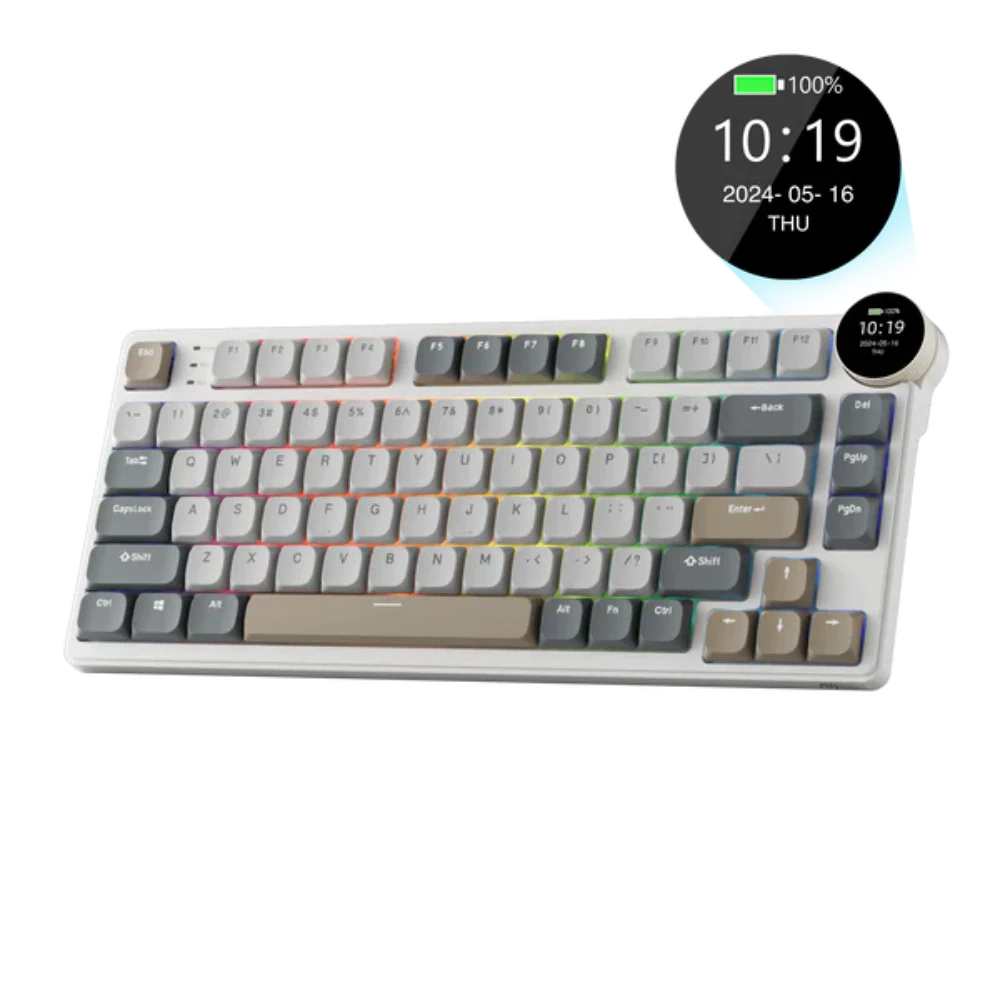 ROYAL KLUDGE RK N80 75% RGB Mechanical Wireless Gaming Keyboard ( Pearly Dawn ) ( RK Low Profile Red )