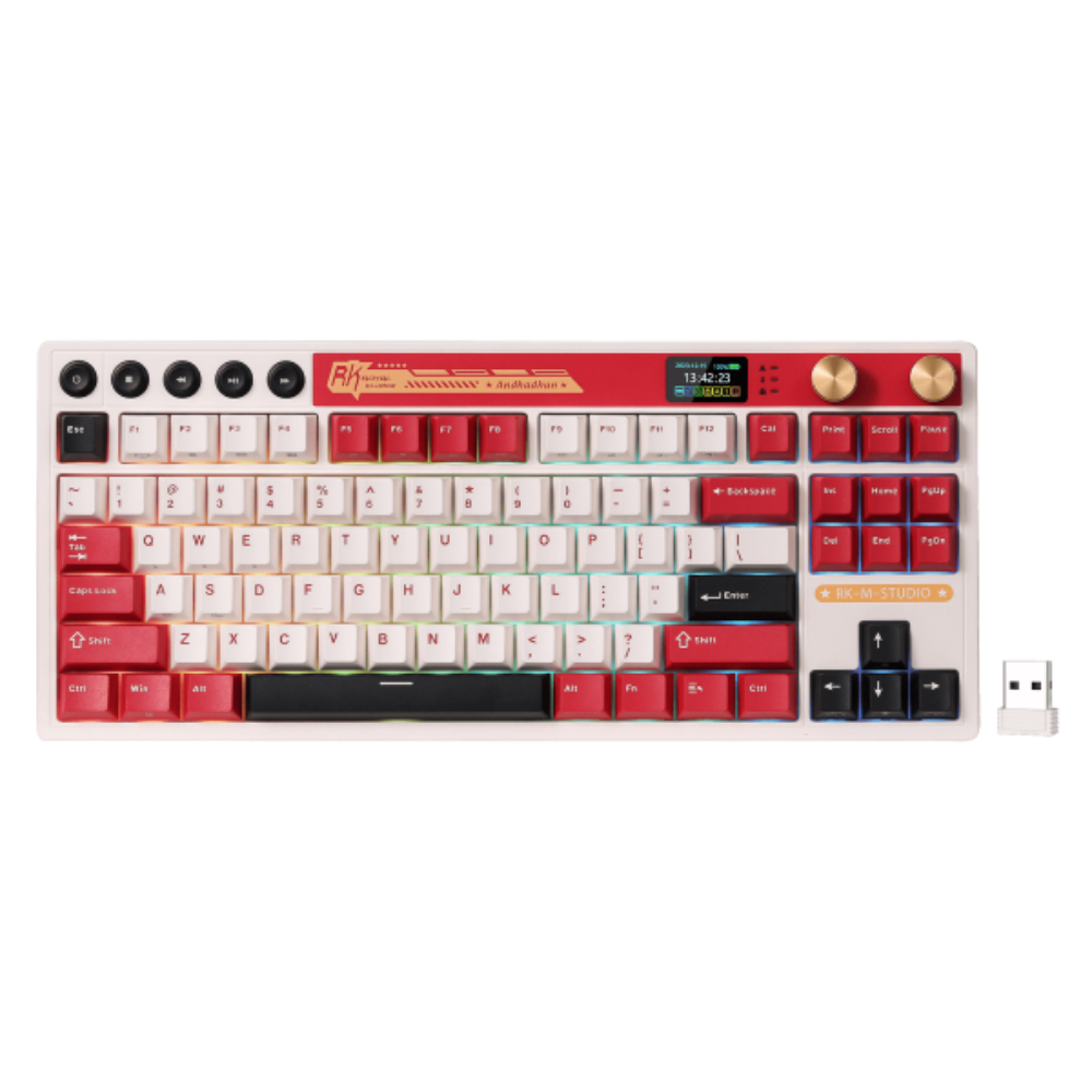 ROYAL KLUDGE RK M87 75% TKL RGB Mechanical Wireless + Bluetooth Gaming Keyboard ( Red ) ( Tactile Beige Switch )
