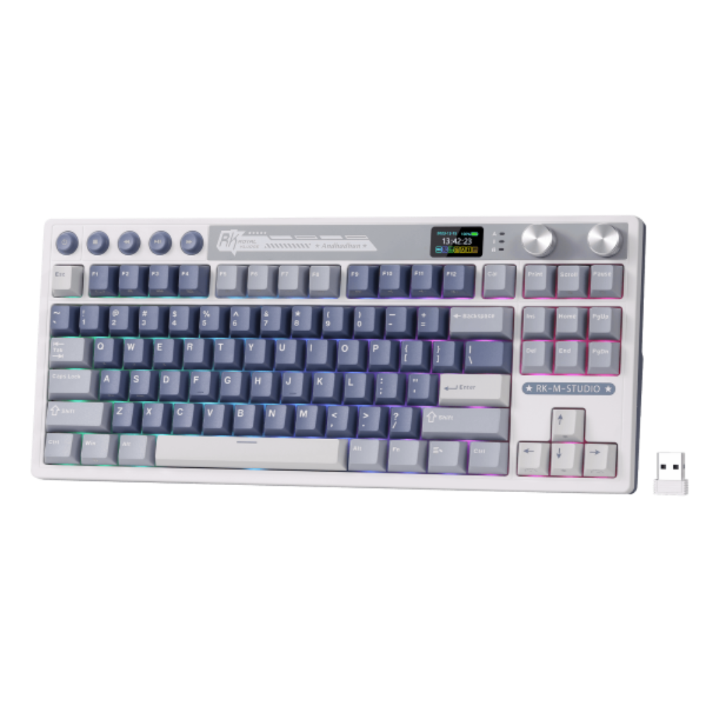 ROYAL KLUDGE RK M87 75% RGB Mechanical Wireless + Bluetooth Gaming Keyboard ( Blue ) ( Tactile Beige Switch )