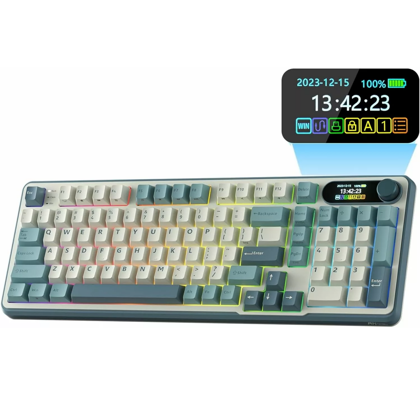 ROYAL KLUDGE RK S98 Full Size RGB Mechanical Wireless Gaming Keyboard ( Light Cloud ) ( Chartreuse Switch )