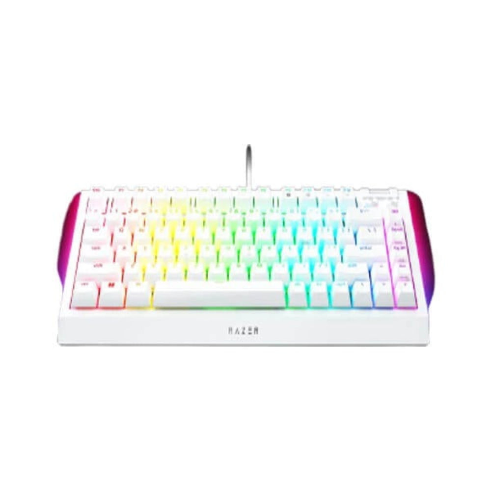 RAZER BlackWidow V4 75% Hot-Swappable Mechanical Wired Gaming Keyboard (White) (Orange Switch) (Tactile Switch)