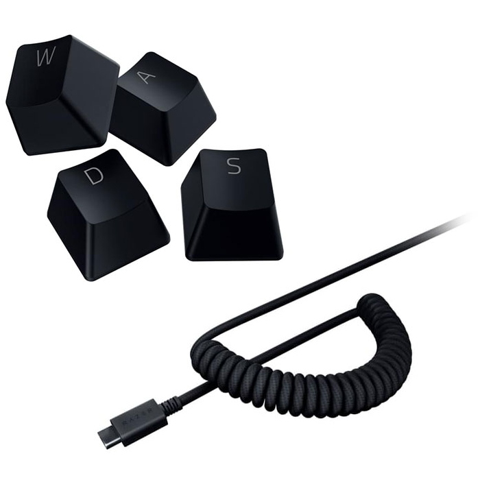 RAZER PBT Keycaps + Coiled Cable Upgrade Set Black