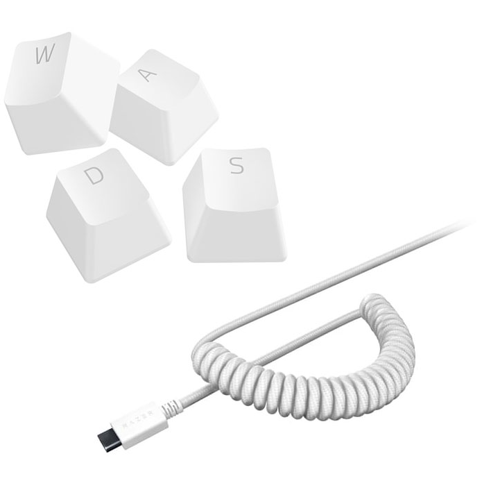 RAZER PBT Keycaps Plus Coiled Cable Upgrade Set Mercury White