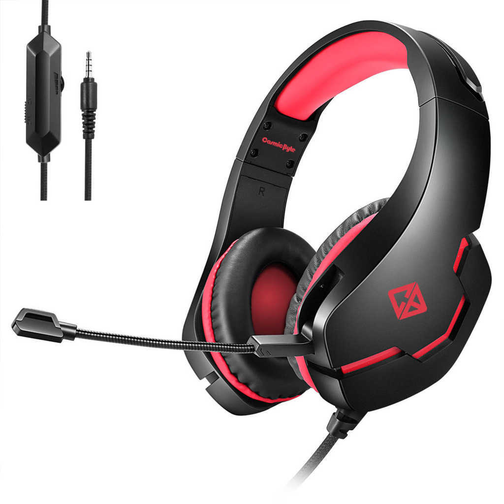 COSMIC BYTE Stardust Wired Stereo Gaming Headphone With Gaming Mic ( Red ) ( PC/PS4/PS5/Mac/OS )