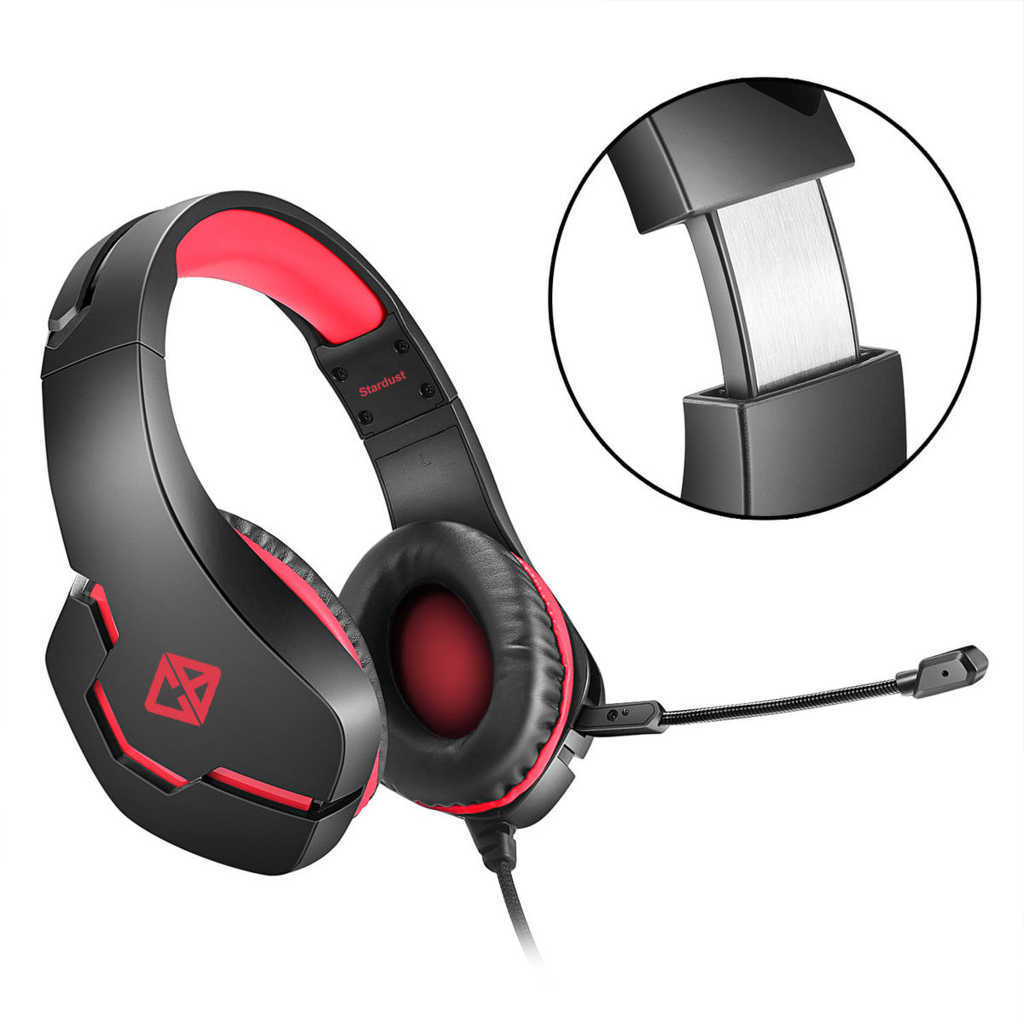 COSMIC BYTE Stardust Wired Stereo Gaming Headphone With Gaming Mic ( Red ) ( PC/PS4/PS5/Mac/OS )