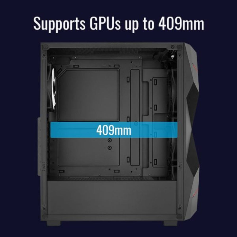 AEROCOOL Volcan RGB ATX Mid Tower Cabinet (Black)