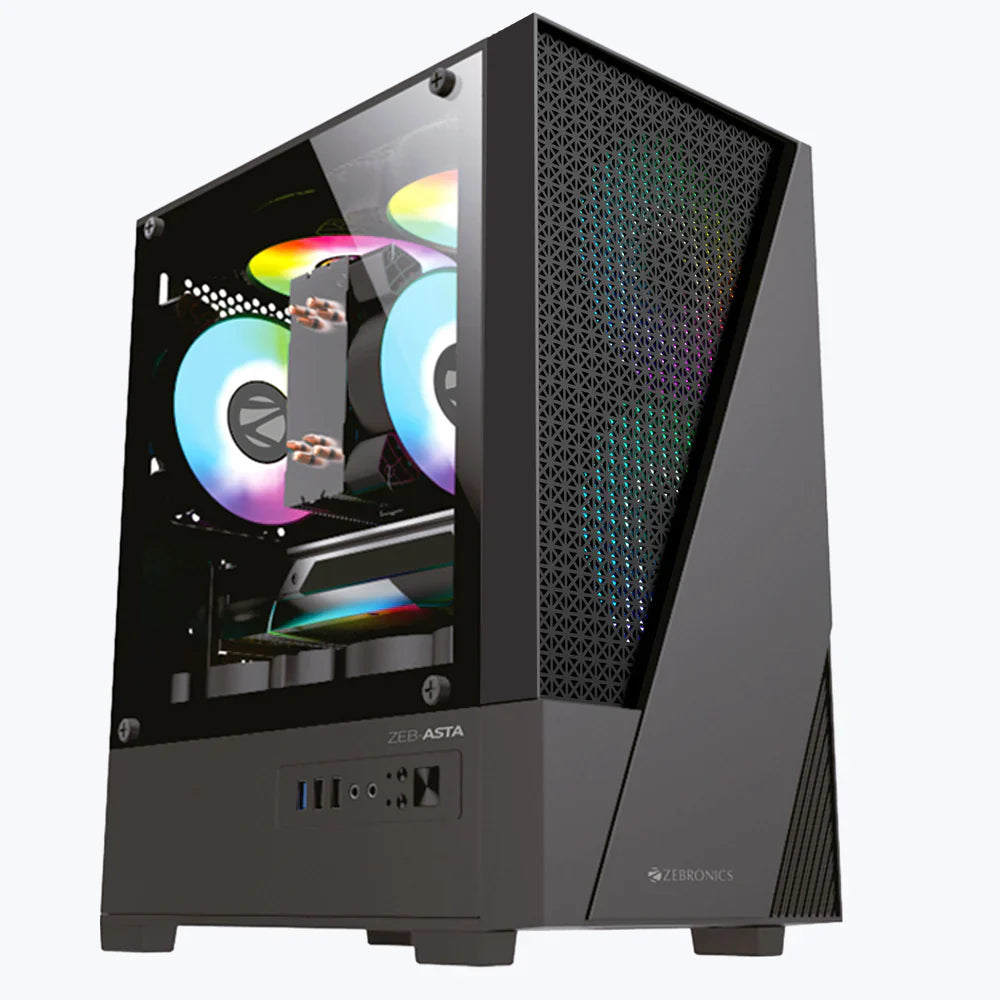 ZEBRONICS Asta RGB MATX Mini Tower Cabinet ( Black )