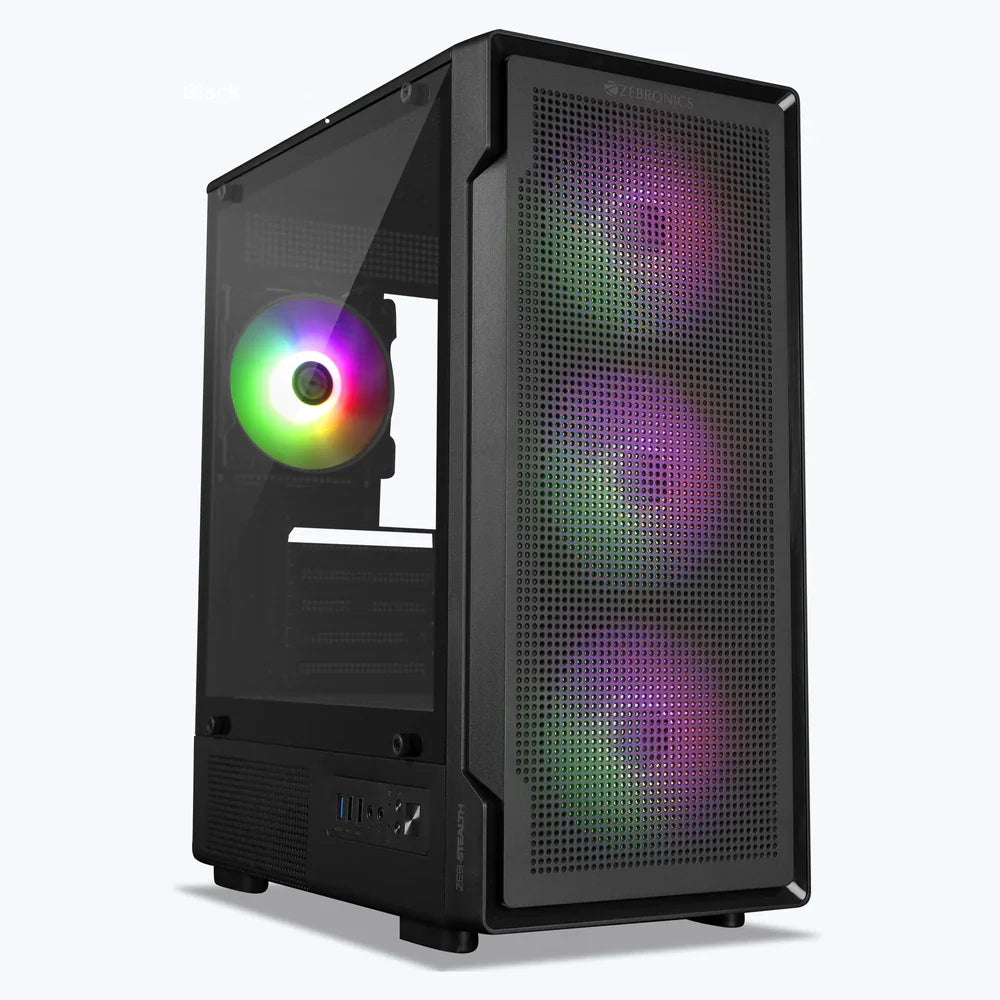 ZEBRONICS Stealth ARGB MATX Mini Tower Cabinet ( Black )