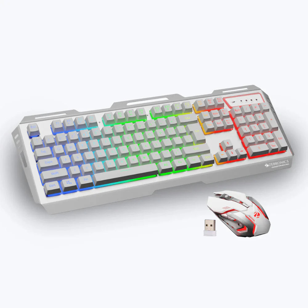 ZEBRONICS Transformer PRO Wireless Gaming Keyboard and Mouse Combo ( White/Silver )