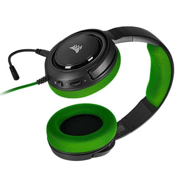 CORSAIR HS35 3.5mm Wired Stereo Gaming Headphones With Mic ( Green ) ( PC/Mobile/Mac/Xbox )