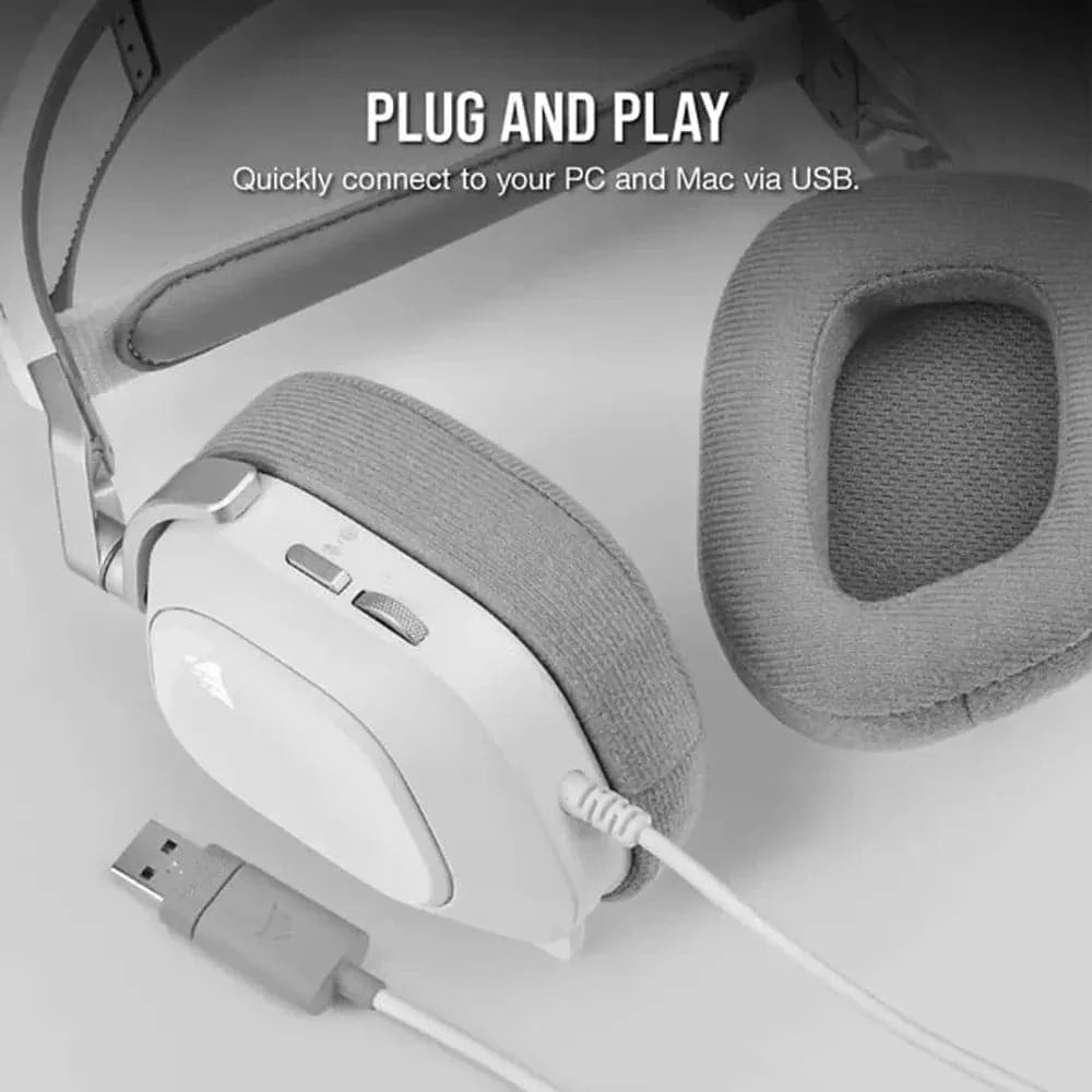 CORSAIR HS80 RGB USB 7.1 Surround Gaming Headphone With Mic ( White ) ( PC )