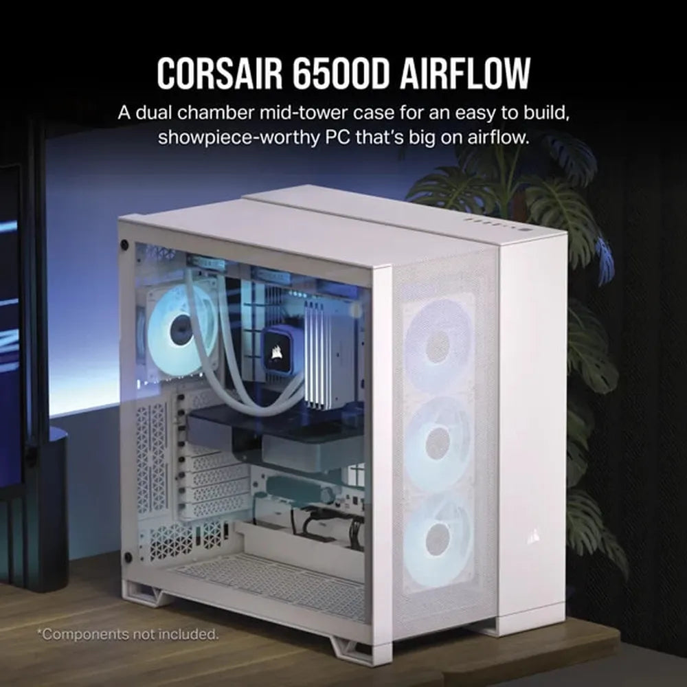 CORSAIR 6500D Airflow ATX Mid Tower Dual Chamber Cabinet (White)