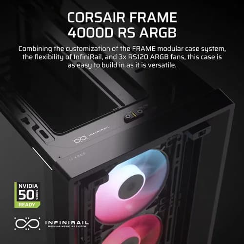 CORSAIR Frame 4000D RS ARGB EATX Mid Tower Cabinet ( Black )