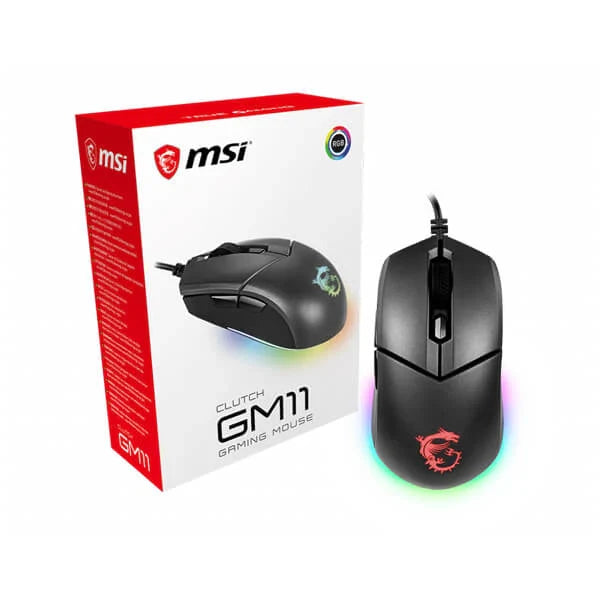 MSI Clutch GM11 Wired Ambidextrous Gaming Mouse ( CLUTCH-GM11 ) ( 5000DPI / 6 Macro Button ) ( Black )
