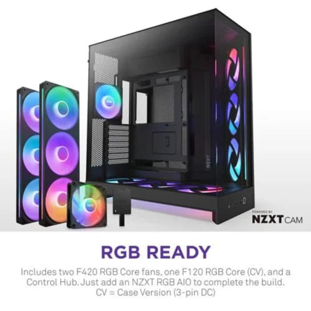 NZXT H9 Flow RGB Plus 2025 Edition EATX Mid Tower Cabinet (Black)