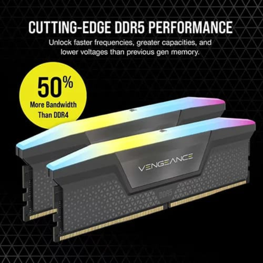 CORSAIR Vengeance RGB 32GB ( 16GB x 2 ) 6000MHz DDR5 RAM ( Grey ) ( CL30 )