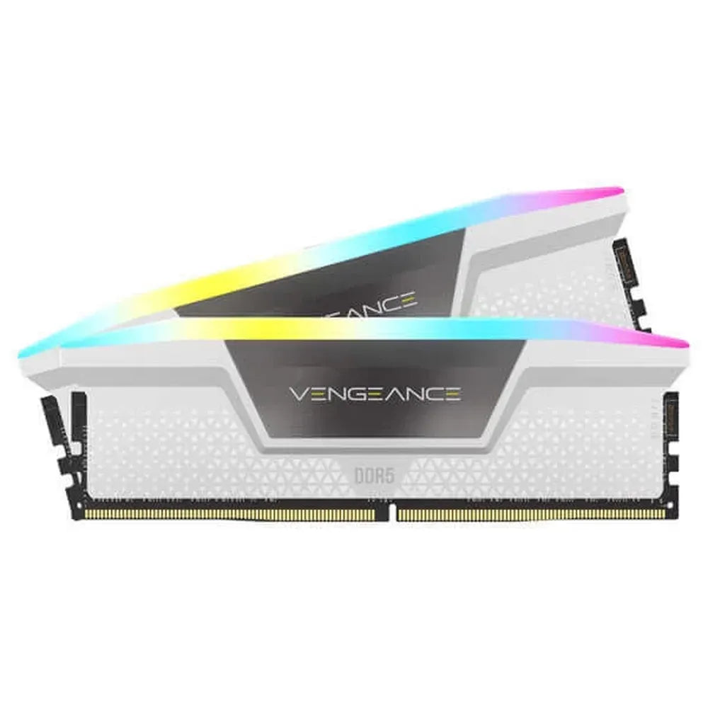 CORSAIR Vengeance RGB 64GB ( 32GBx2 ) 5600MHz DDR5 RAM ( White ) ( CL40 )