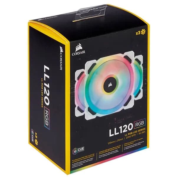 CORSAIR ICUE LL120 120mm RGB Cabinet Fan (White) (Triple-Pack)
