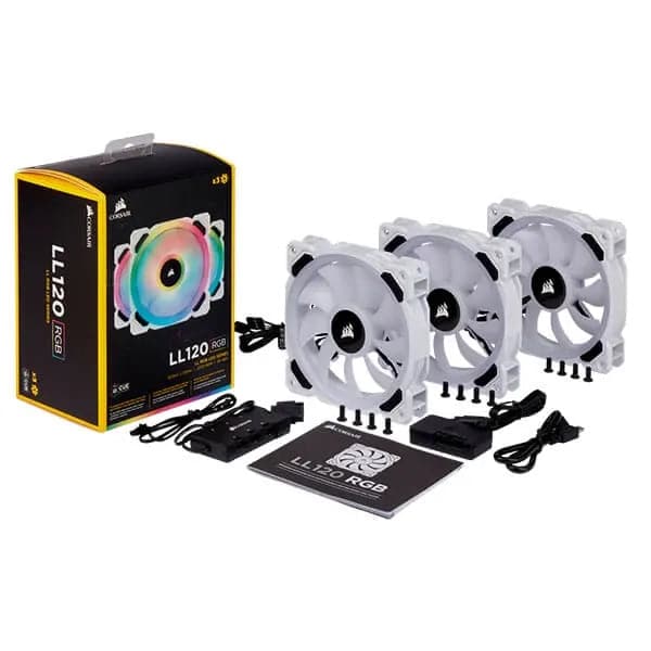 CORSAIR ICUE LL120 120mm RGB Cabinet Fan (White) (Triple-Pack)