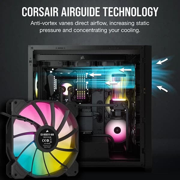 CORSAIR ICUE SP140 140mm RGB Elite With Lighting Node Core Cabinet Fan (Black) (Dual Pack)