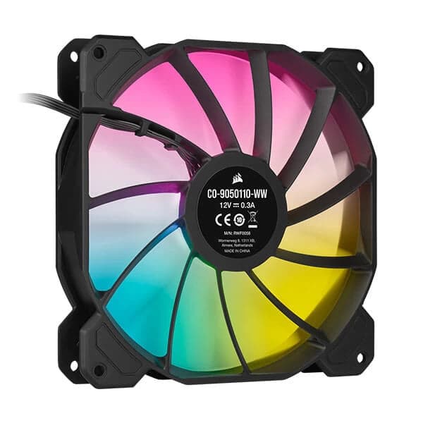 CORSAIR ICUE SP140 140mm RGB Elite White Cabinet Fan (Black) (Single Pack)