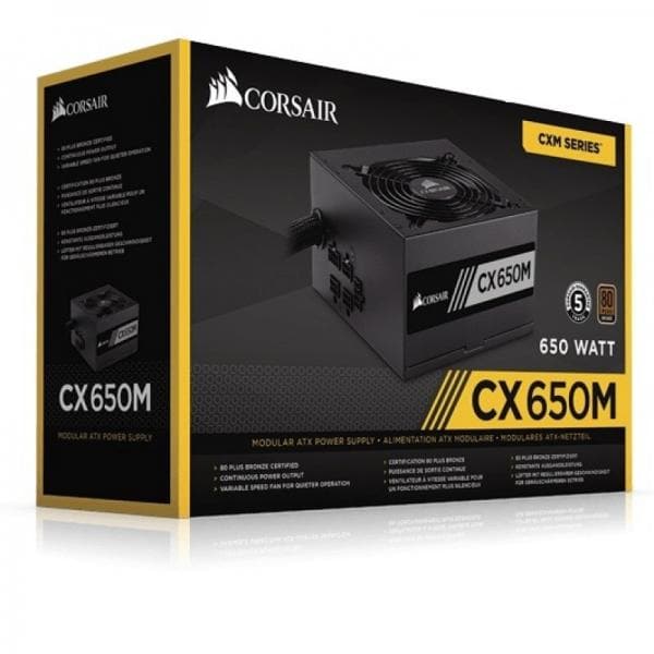 CORSAIR CX650M 80+ Bronze Semi Modular Power Supply (650 W)