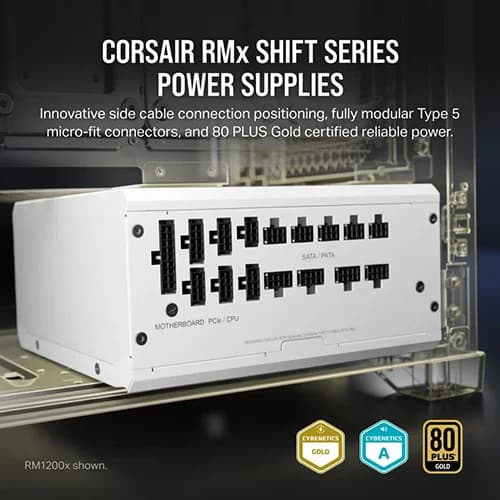 CORSAIR RM750x Shift 750W 80+ Gold ATX 3.1 Fully Modular Power Supply (White)