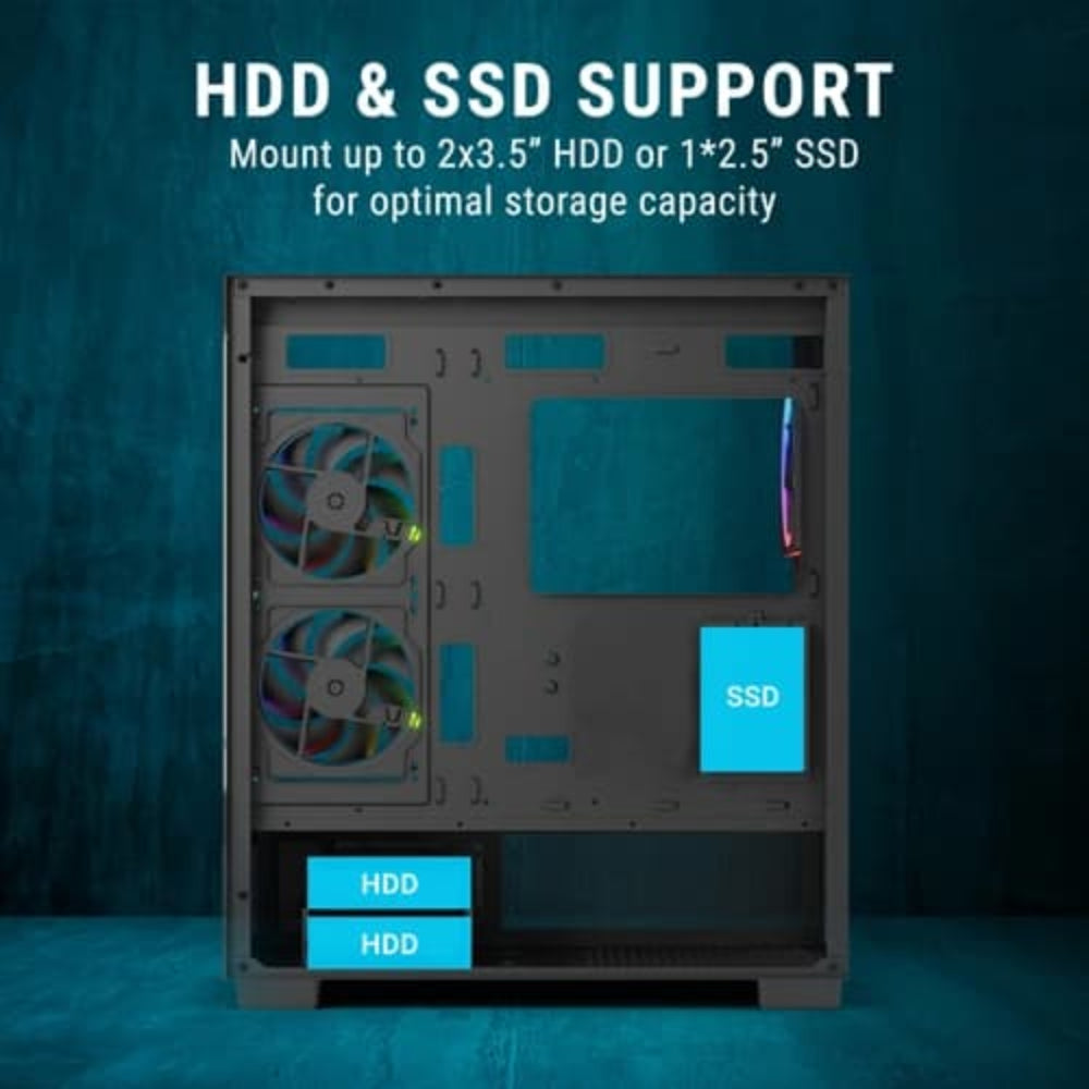 ANT ESPORTS Crystal X3 LCD ARGB ATX Mid Tower Cabinet ( Black )
