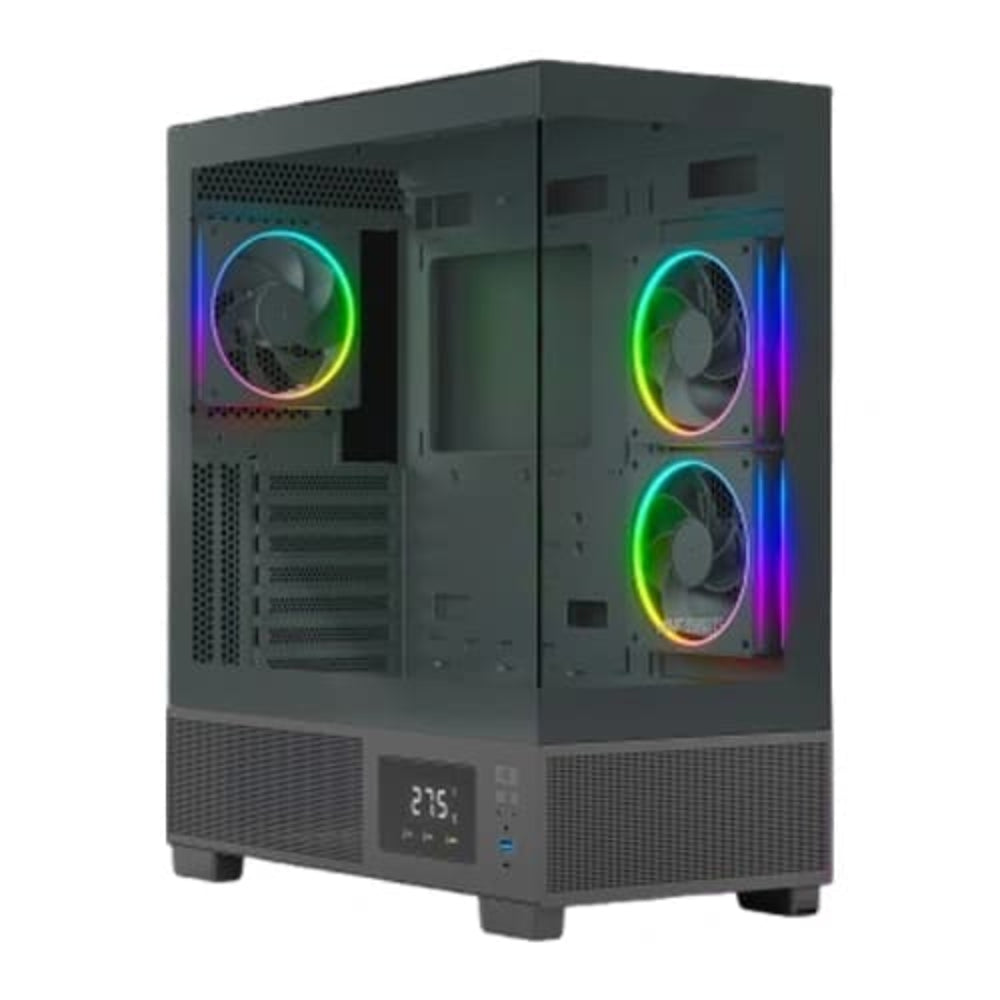 ANT ESPORTS Crystal X3 LCD ARGB ATX Mid Tower Cabinet ( Black )