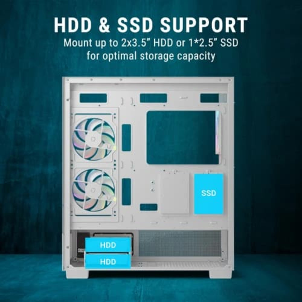 ANT ESPORTS Crystal X3 LCD ARGB ATX Mid Tower Cabinet ( White )