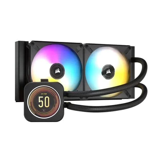 CORSAIR ICUE H100i Elite LCD Display 240mm CPU Liquid Cooler (Black)
