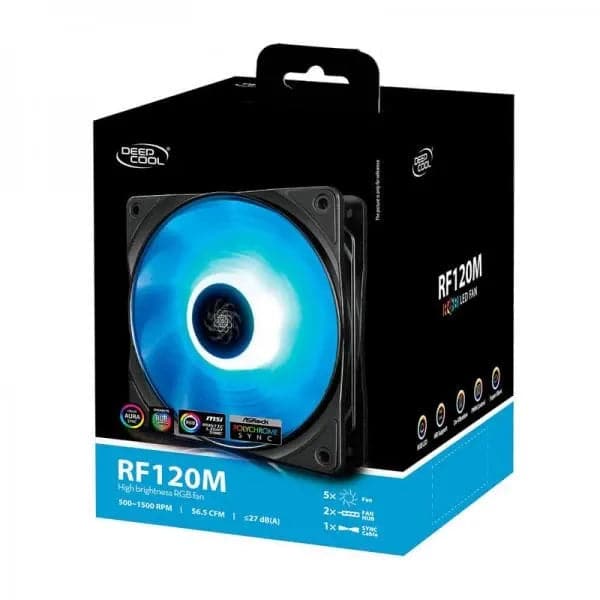 DEEPCOOL RF120M 120mm RGB Cabinet Fan (Black) (Five Pack)