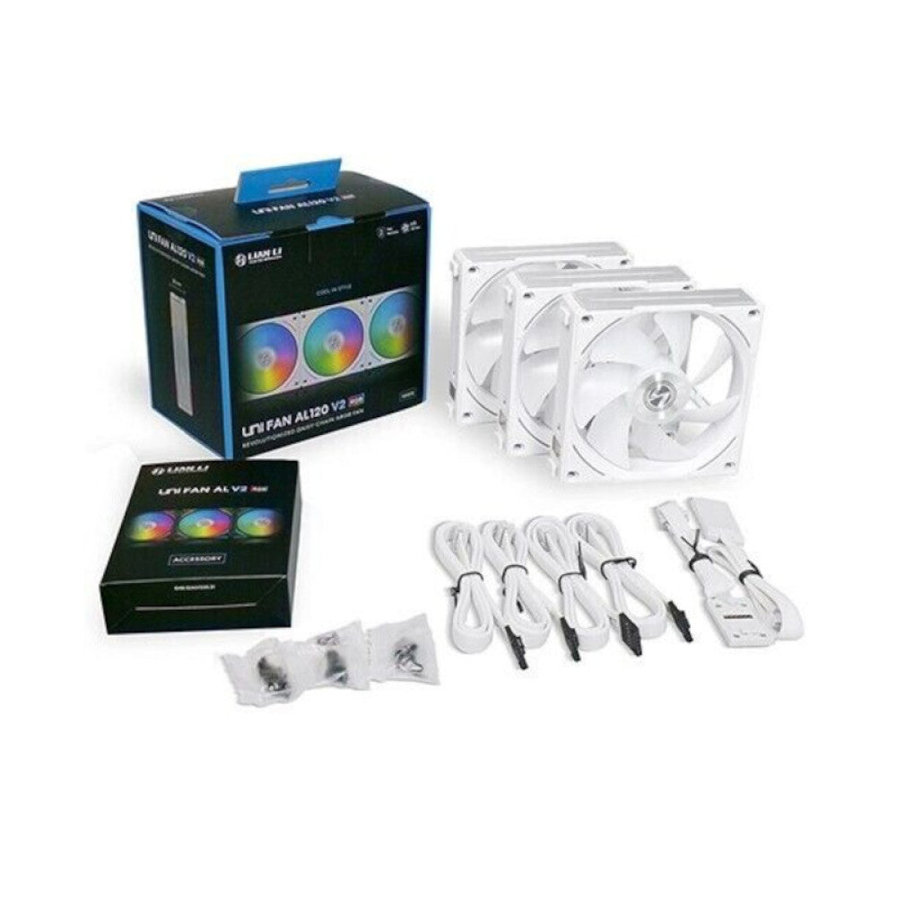 LIAN LI UNI Fan AL120 V2 ARGB Cabinet Fan (White) (Triple Pack)