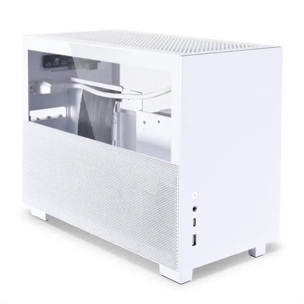 LIAN LI Q58W4 ITX Mini Tower Cabinet With PCIe 4.0 Riser Cable (White)