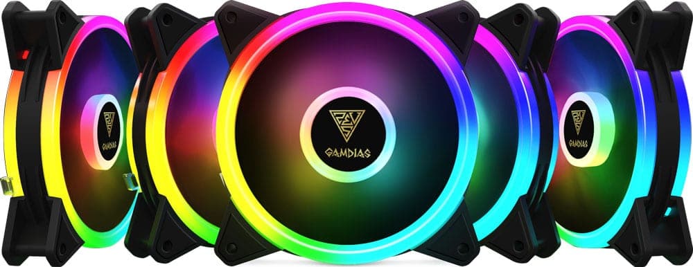 GAMDIAS Aeolus M2-1205R 120mm ARGB Cabinet Fan (Black) (Five Pack)